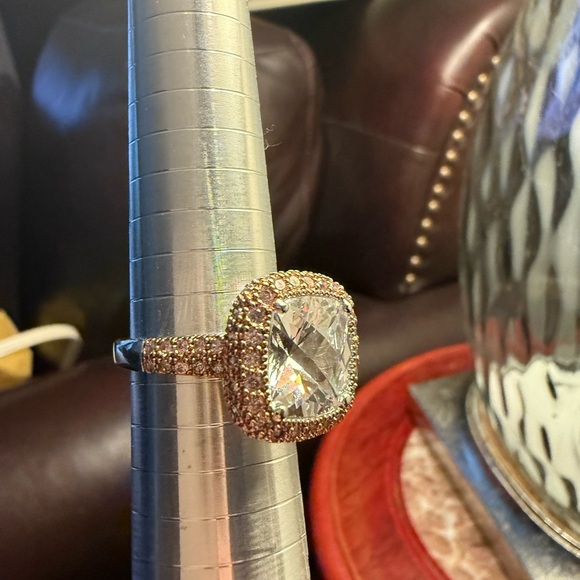 JOSEPH ESPOSITO ESPO STERLING SILVER ROSE AND CLEAR CZ COCKTAIL RING SIZE 10 - Picture 3 of 7